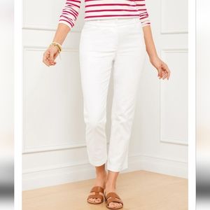 EUC. TALBOTS white crops cotton stretch  pants. Size 14.